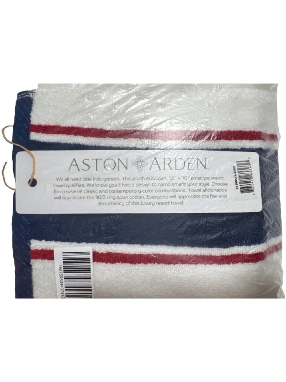 NWT Aston & Arden Luxurious Resort Towels Navy/Red Size 35